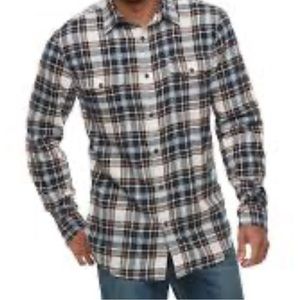 Three 2XB flannel long sleeve shirts